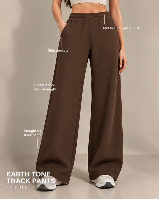 Earth Tone Womens Wide-Leg Trackpants
