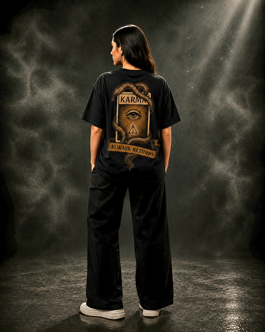 Karma Returns Oversized Black Edition Tee | Womens Tshirt