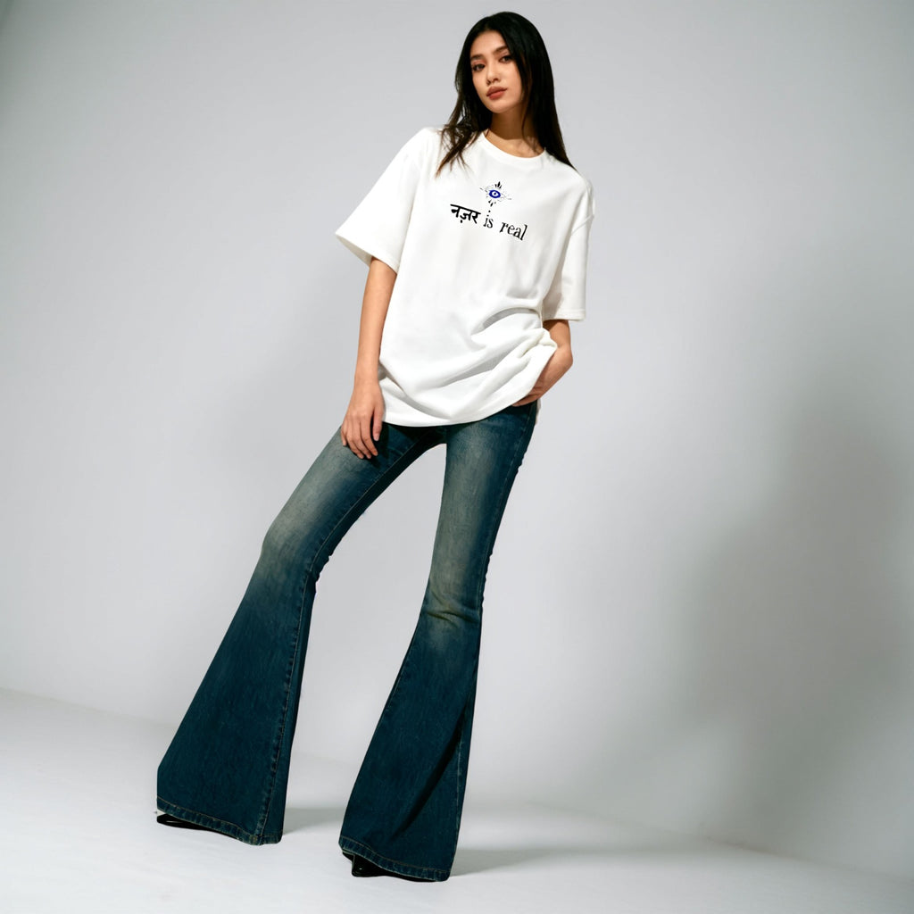 “नज़र Is Real” Oversized Tee – White Edition