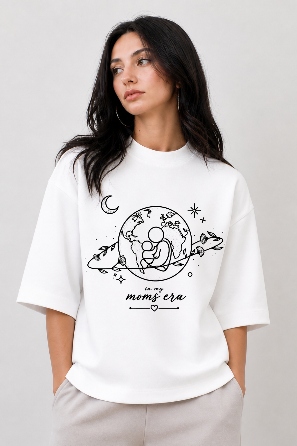 Mom's Era Oversized White Mom's Edition Tee