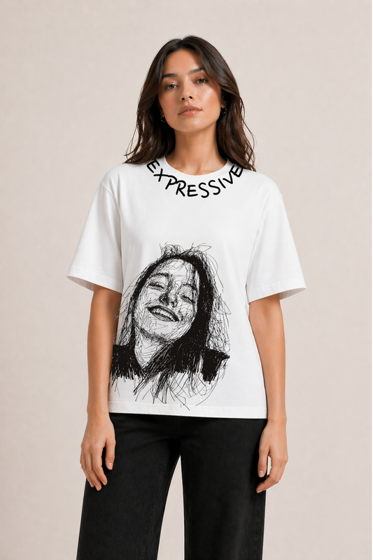 Expressive Oversized White Edition Tee | Womens Tshirt