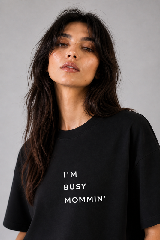MOMMIN Oversized Black Mom's Edition Tee