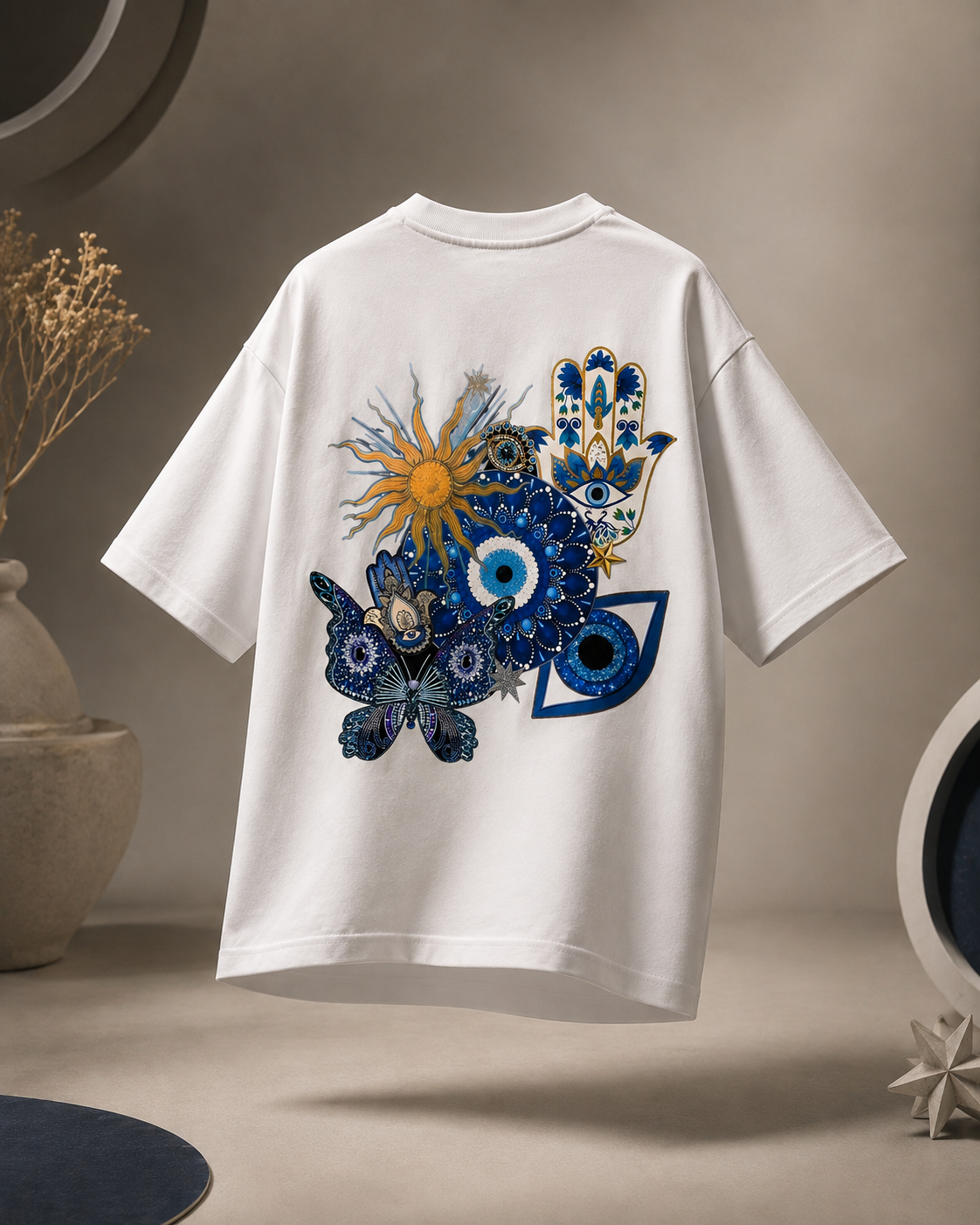 Nazar is Real Oversized White Edition Tee | Mens Tshirt