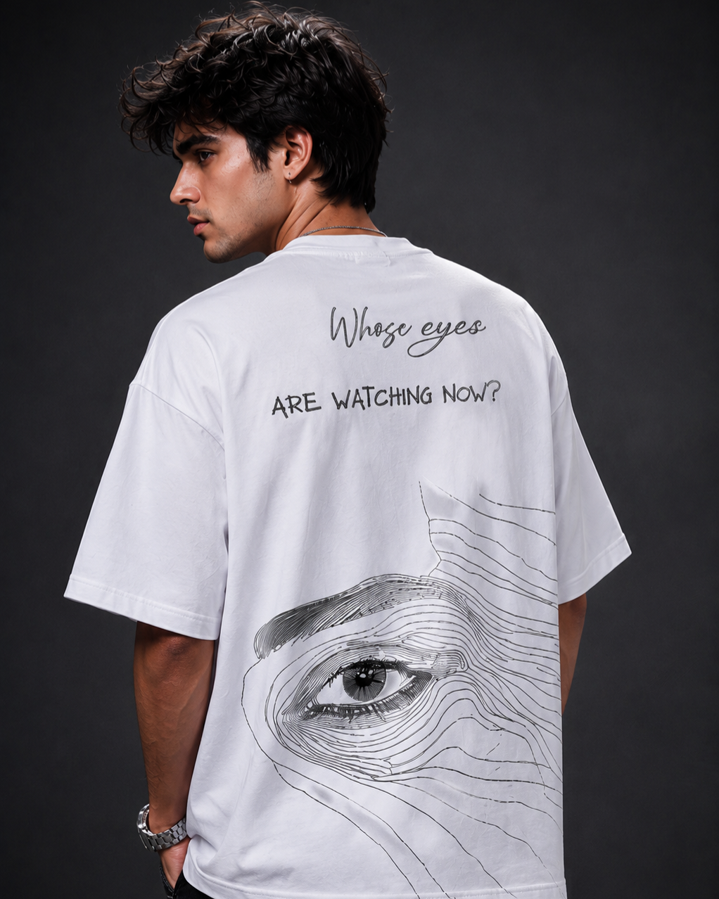 Who's Watching - Oversized White Edition Tee | Mens Tshirt
