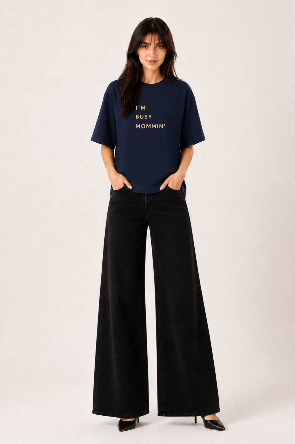 MOMMIN Oversized Midnight Blue Mom's Edition Tee