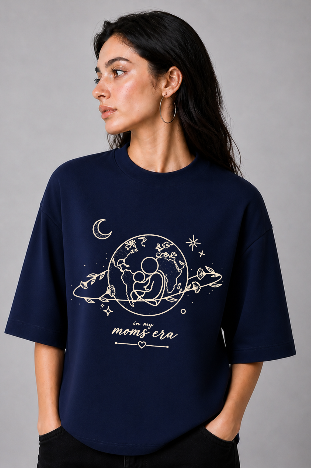 Mom's Era Oversized Midnight Blue Mom's Edition Tee
