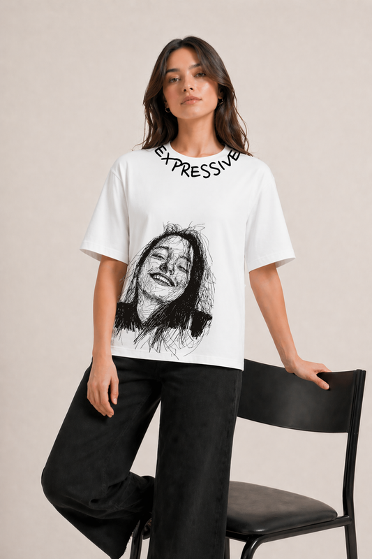 Expressive Oversized White Edition Tee | Womens Tshirt
