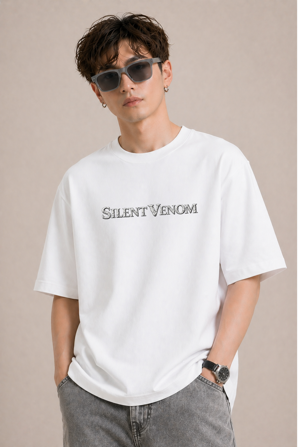 Silent Venom Oversized White Edition Tee | Mens Tshirt