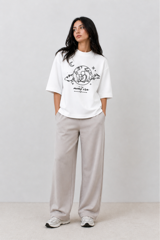 Mom's Era Oversized White Mom's Edition Tee