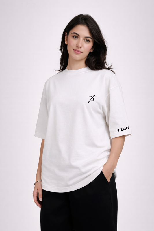 Silent Aim Oversized White Edition Tee | Womens Tshirt