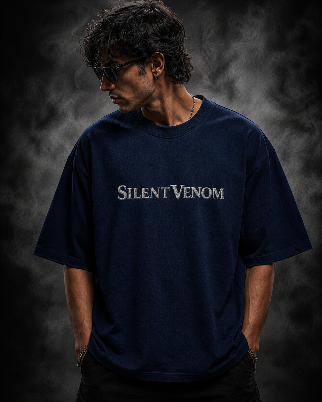 Silent Venom Oversized Midnight Blue Edition Tee | Mens Tshirt