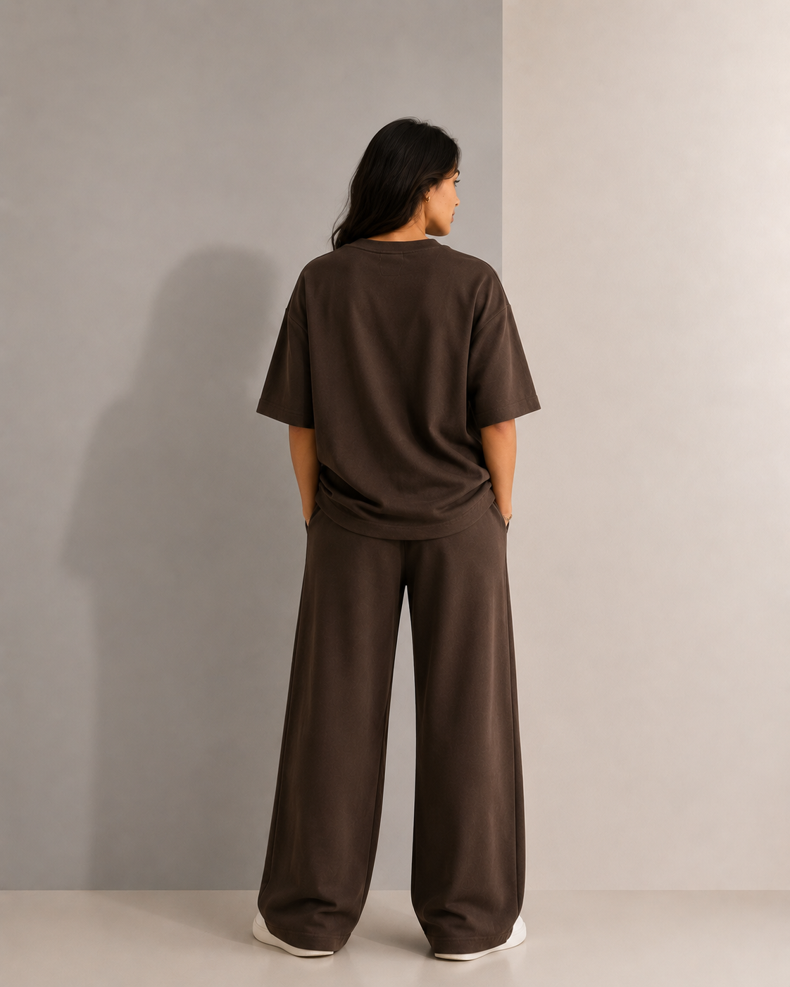 Cocoa Ease Co-ord Premium Cotton Relaxed Fit Tshirt and Wide-Leg Trackpants Set