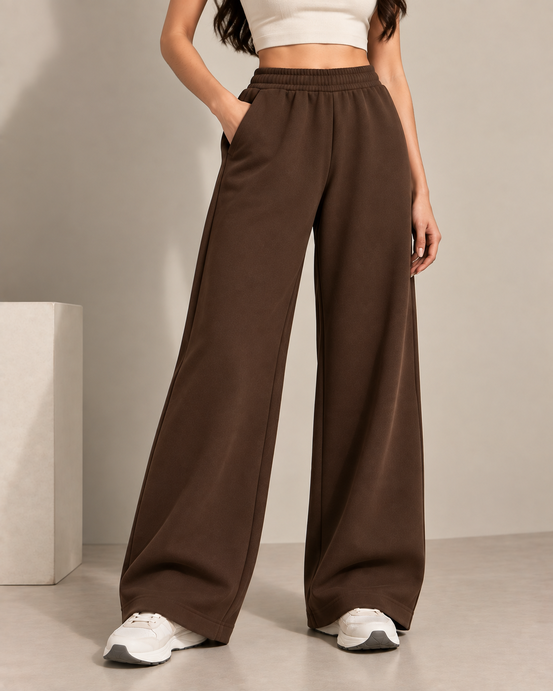 Earth Tone Womens Wide-Leg Trackpants