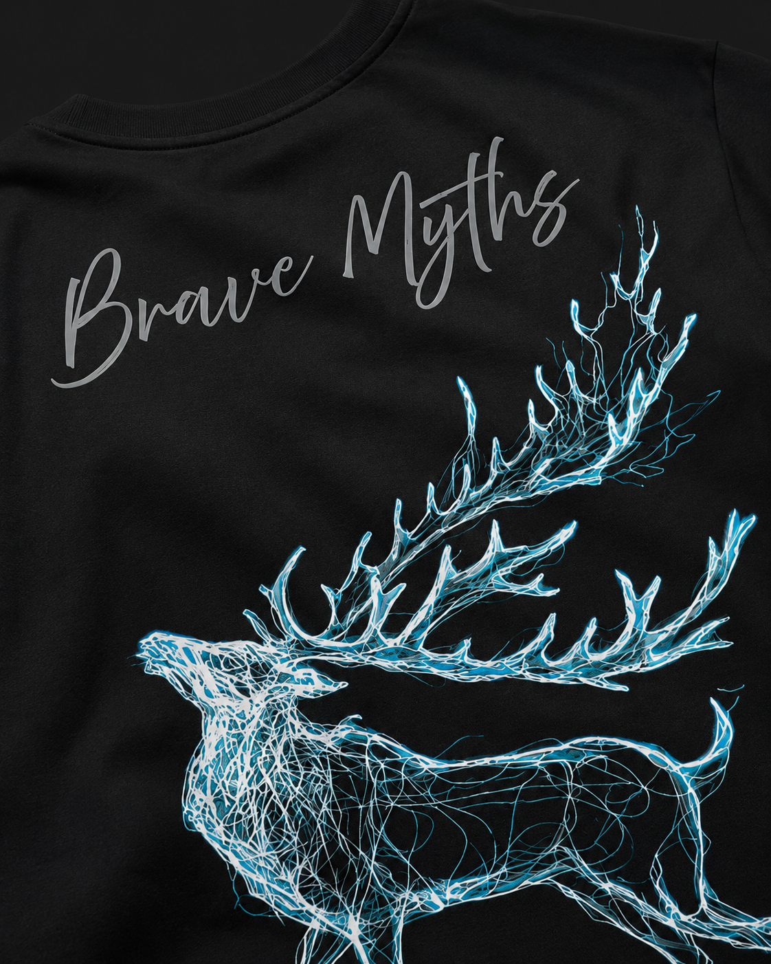 Brave Myths - Blue Stag Oversized Black Edition Tee | Mens Tshirt