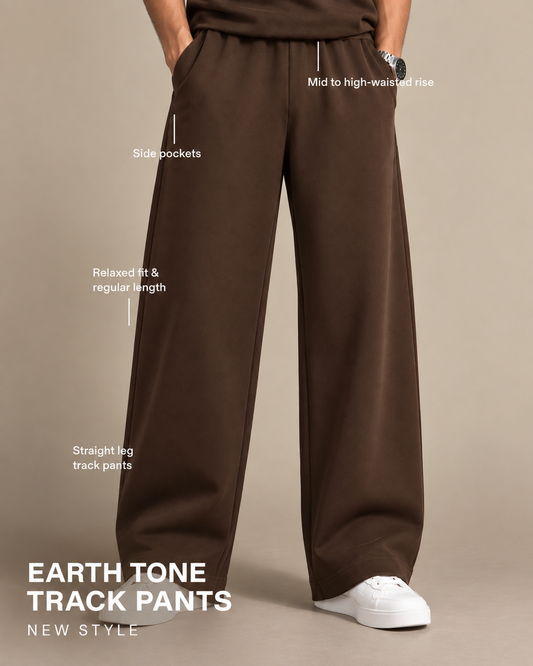 Earth Tone Men Wide-Leg Trackpants